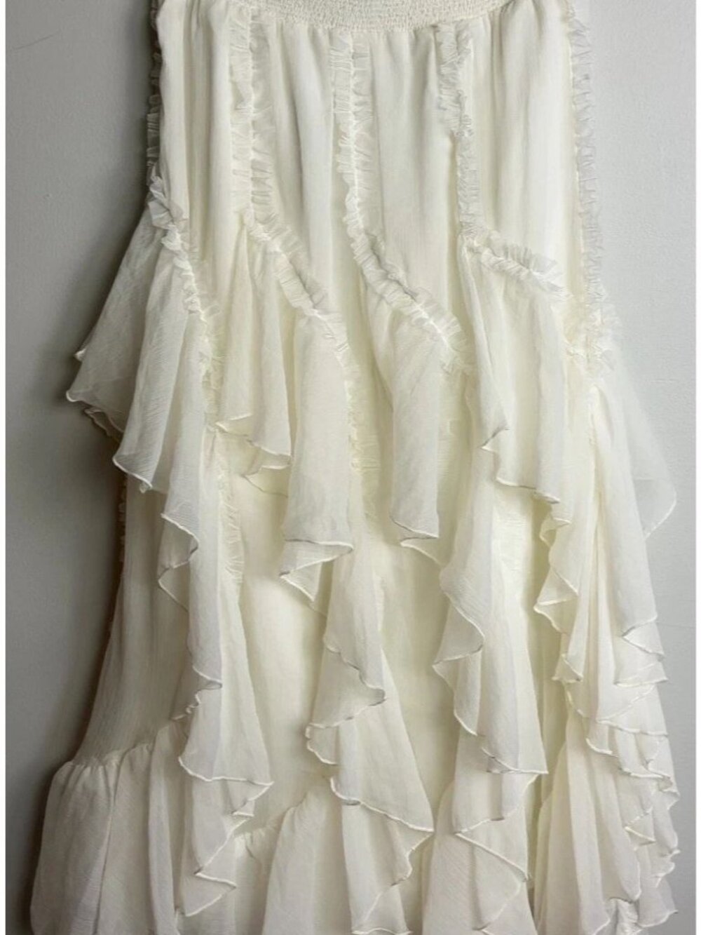 Kavita Bharta White Ruffled Maxi Skirt Tiered Chiffon Style Size Medium Women’s